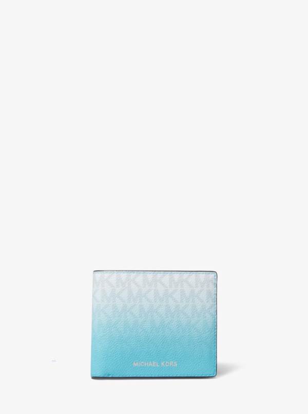 Panske Penazenky Michael Kors Hudson Ombré Logo Billfold Biele Námornícka Modrá - Doplnky Michael Kors Lacne | FZVMP-5180